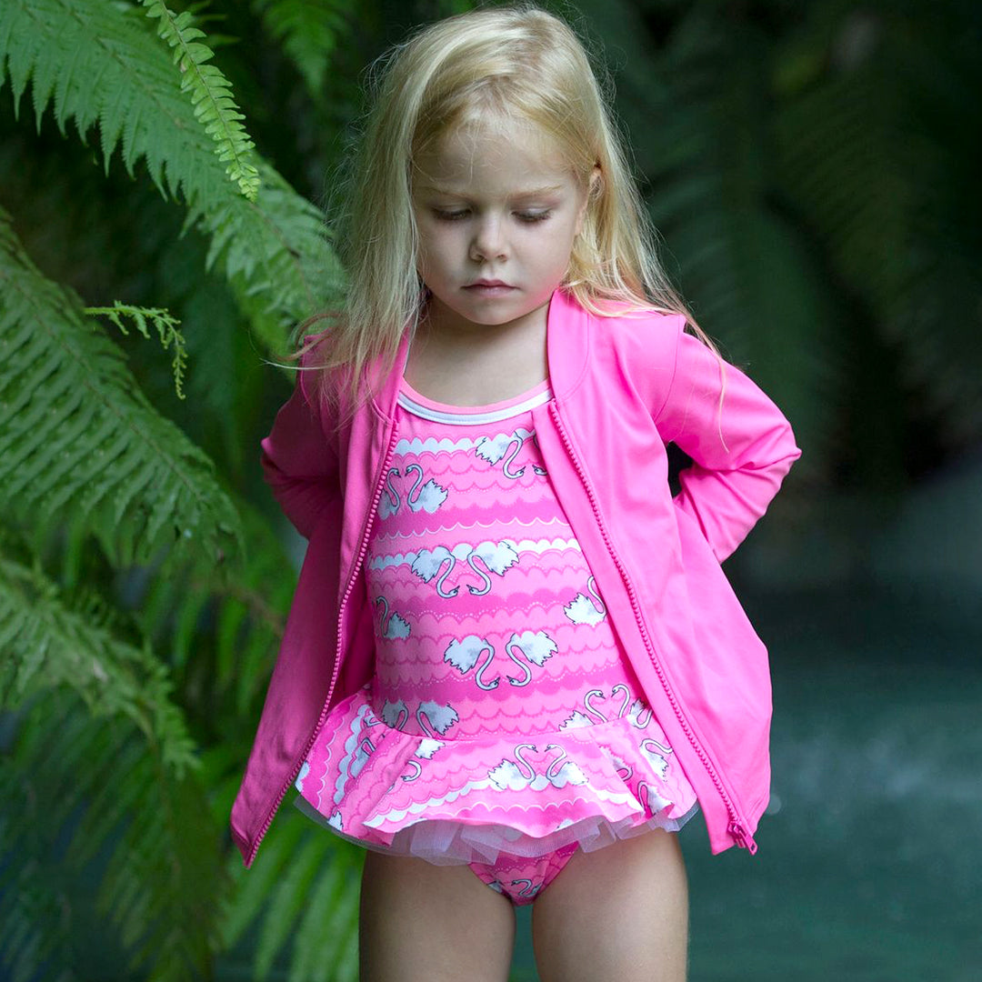 Escargot Hot Pink Zip Up Long Sleeve Sun Top